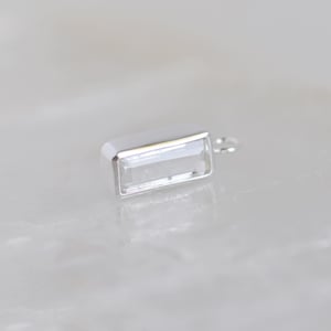 Image of White Topaz rectangular cut silver necklace