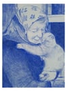 Old woman and cat ~ Giclee print