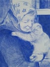Old woman and cat ~ Giclee print