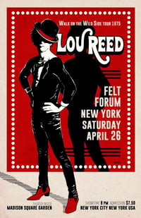 Lou Reed 1975 Concert Poster 13"x19"