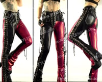 Image 2 of #15 RED/BLACK HIGH WAIST SIDE LACE UP BOOTCUTS