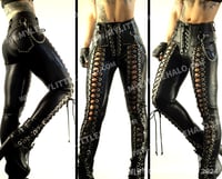 Image 2 of HIGH WAIST BLACK FRONT LACE UP SKINNIES