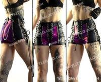 Image 1 of HIGH WAIST CLARET SIDE LACE UP SHORTS