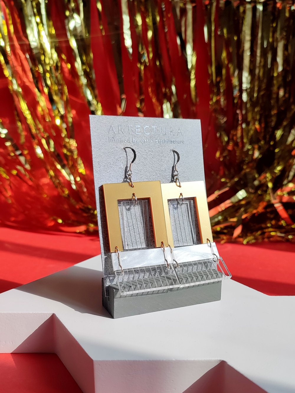 Image of Villa Savoye Arch Drop Architectural Acrylic Earrings