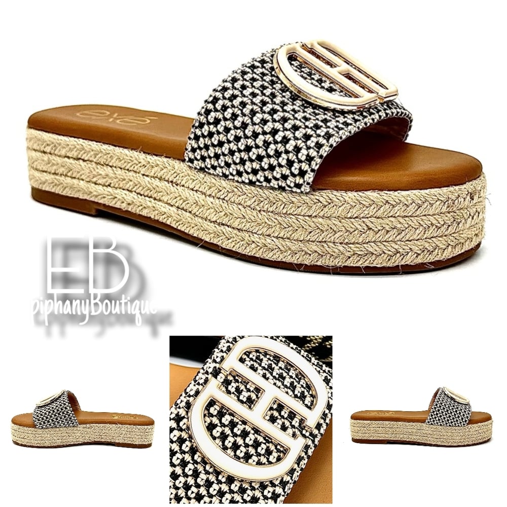 Image of The Exe' Espadrille Platform Flats: Beige