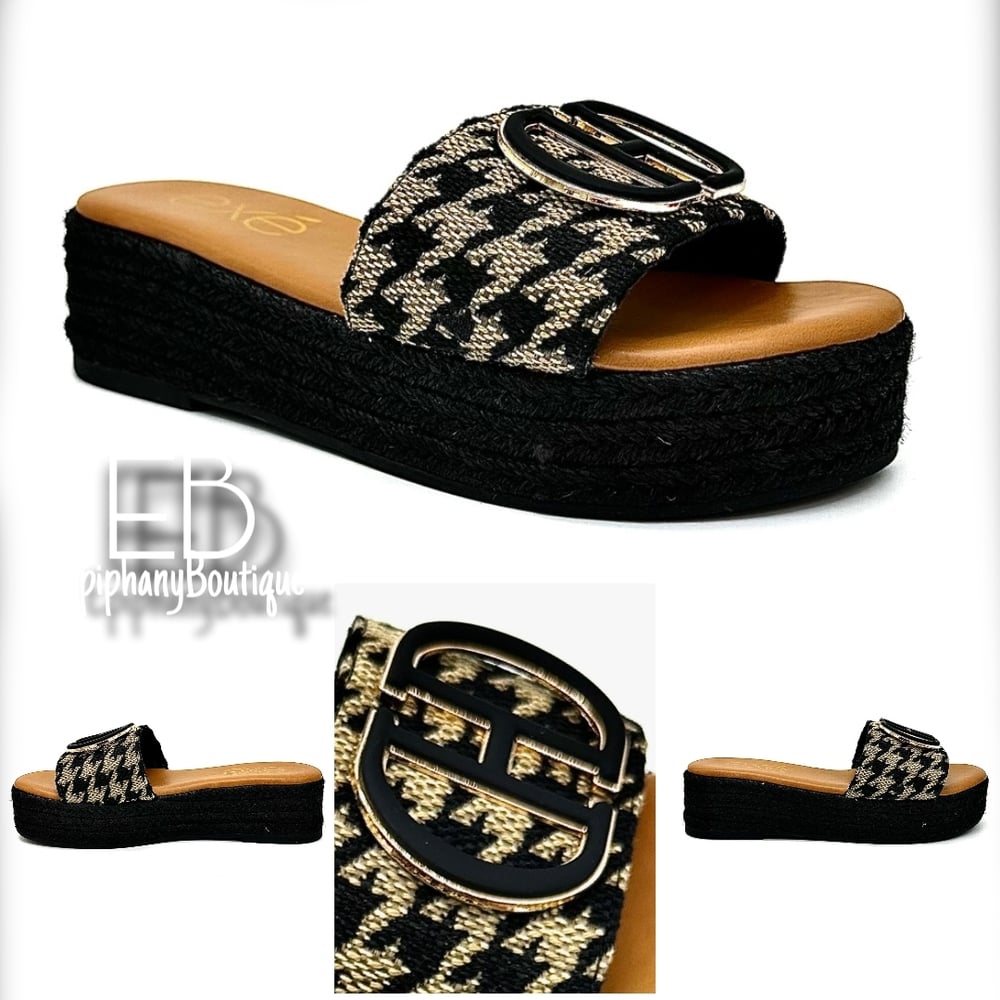 Image of The Exe' Espadrille Platform Flats: Black