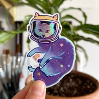 Image 1 of Catstronaut, eco holographic sticker