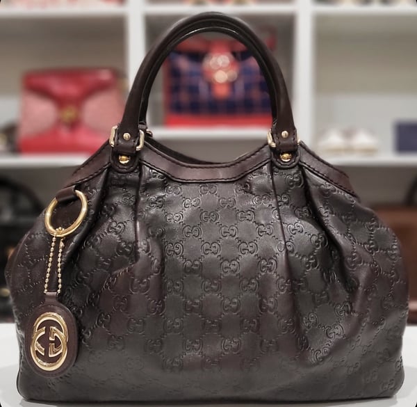 Image of Brown Leather Guccissima Sukey Bag