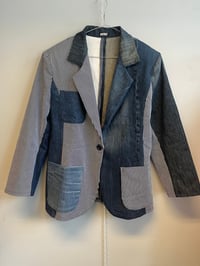 Image 1 of Blazerjakke i jeans og striber (str 40)