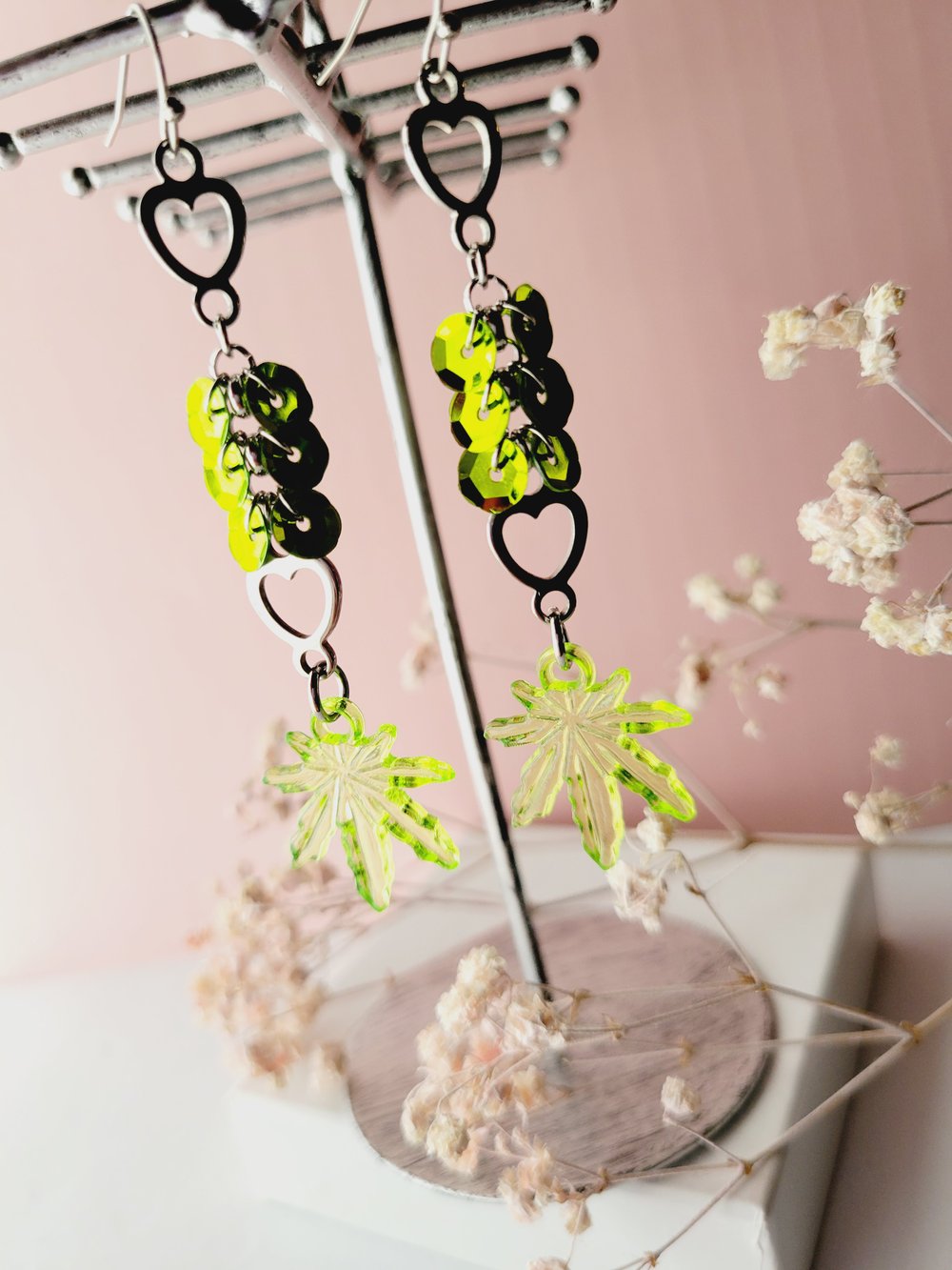 Image of HBC♡ "Candy Kush" Heart Sequin Earrings 