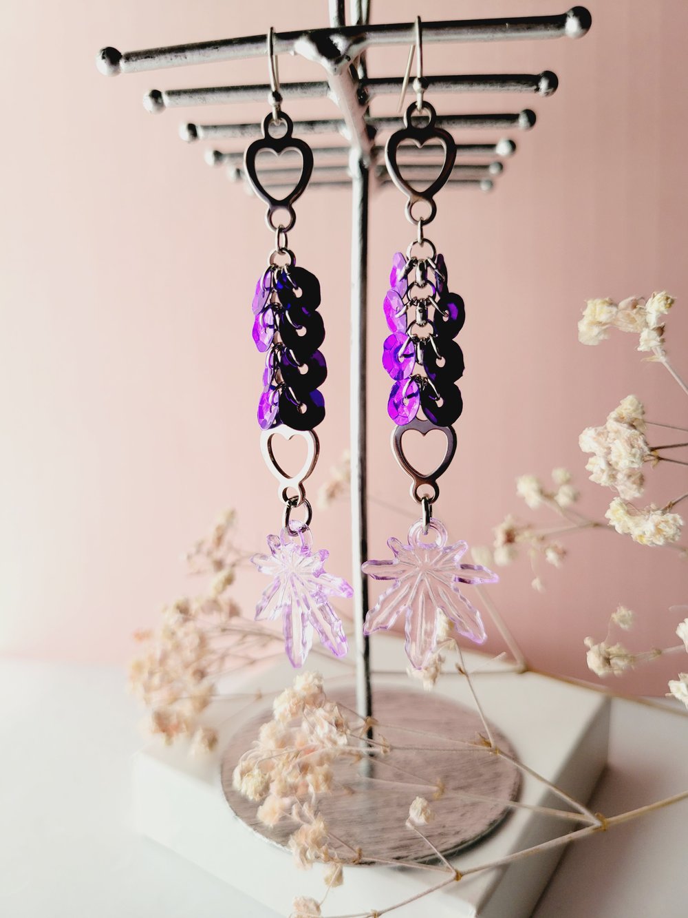 Image of HBC♡ "Candy Kush" Heart Sequin Earrings 