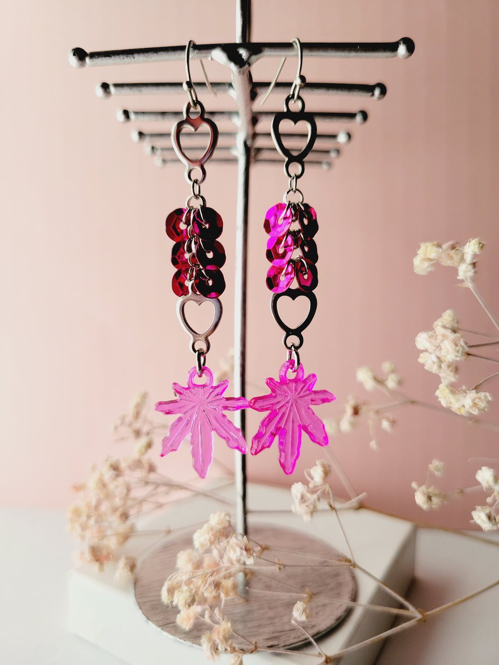Image of HBC♡ "Candy Kush" Heart Sequin Earrings 