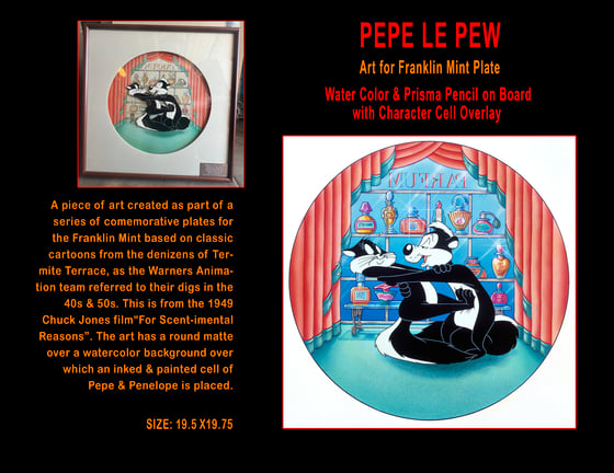 Image of "PEPE LE PEW" Art for Franklin Mint Plate by DAVID EDWARD BYRD 1995
