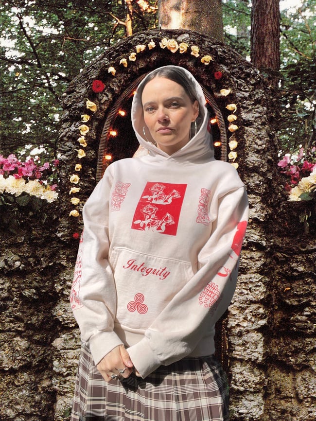 INTEGRITY ROSE FLOWER ESSENCE SPELL HOODIE *ECRU*