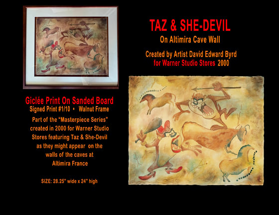 Image of "TAZ & SHE-DEVIL "  On Altamira Cave Wall by David Edward Byrd 1999