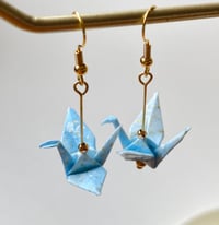 Image 2 of Origami Crane Earrings (Light Blue)