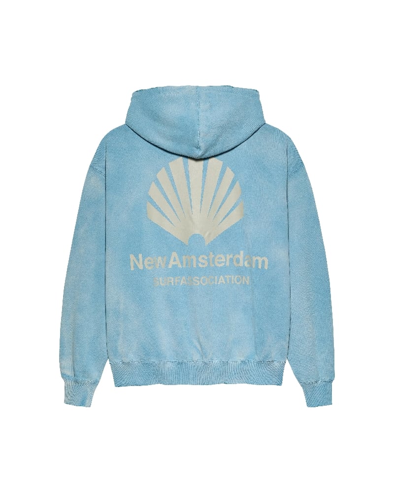 Image of NEW AMSTERDAM SURF ASSOCIATION LOGO HOODIE WASHED BLUE