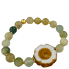 SUNNY DAZE - Aquamarine Bead Bracelet with Toffee Hibiscus Flower