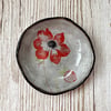 Black Clay Red Anemone Small Ceramic Trinket Dish