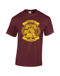 T:Shirt: Maroon/Gold: T-Shirt: Hostile City Oi! Council handshake design