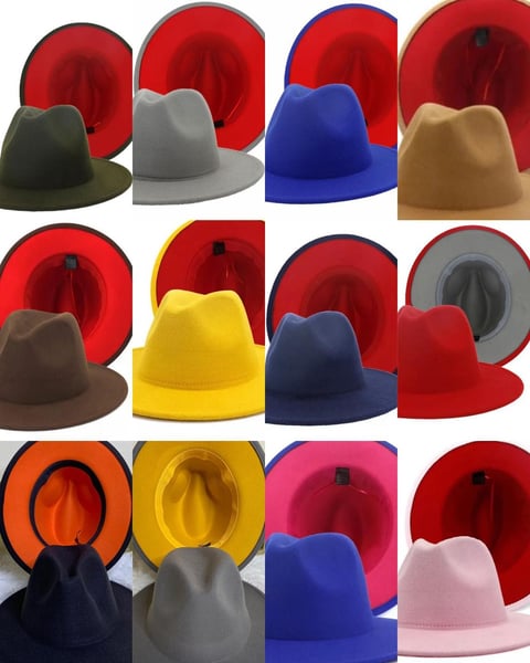 Image of Red bottom fedora hat 