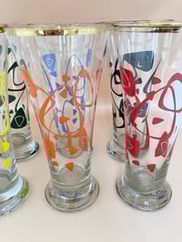 Image 3 of Mid Century Atomic Pattern High Ball Glasses