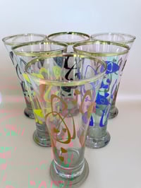Image 2 of Mid Century Atomic Pattern High Ball Glasses