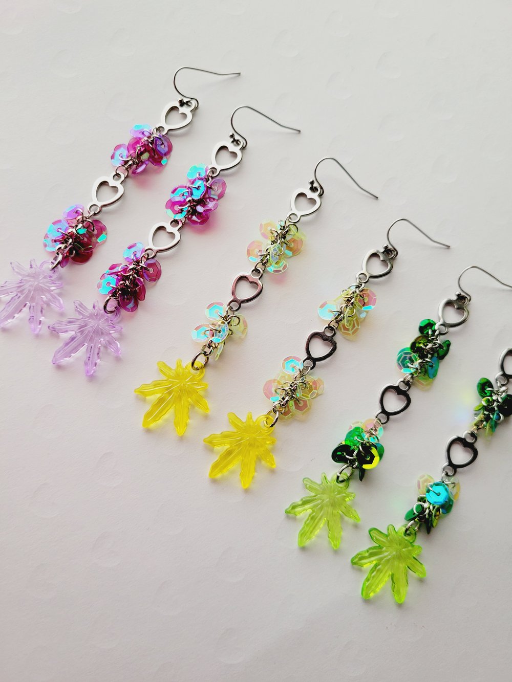 Image of HBC♡ "Candy Kush" Heart Long Sequin Earrings 