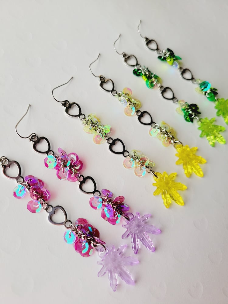 Image of HBC♡ "Candy Kush" Heart Long Sequin Earrings