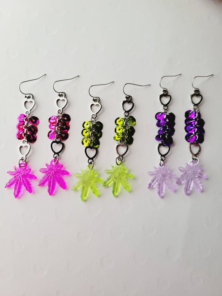 Image of HBC♡ "Candy Kush" Heart Sequin Earrings