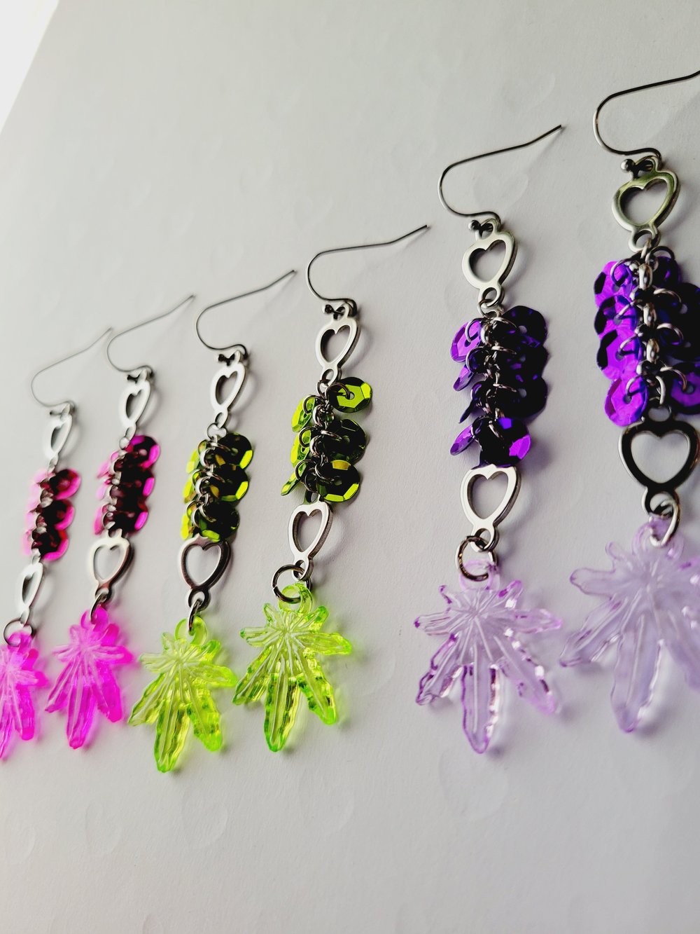Image of HBC♡ "Candy Kush" Heart Sequin Earrings 