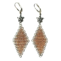 Chainmaille Earrings - Marquise - Sterling and 14k Rose Gold Fill