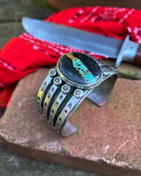 Image 1 of WL&A Handmade Old Style Heavy Ingot Black Jack Cuff - Wrist 7.5in to 8.25in - 173 Grams