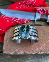 Image 2 of WL&A Handmade Old Style Heavy Ingot Black Jack Cuff - Wrist 7.5in to 8.25in - 173 Grams