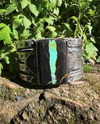 Image 5 of WL&A Handmade Old Style Heavy Ingot Black Jack Turquoise Cuff - Wrist 6in to 6.5in - 115 Grams  