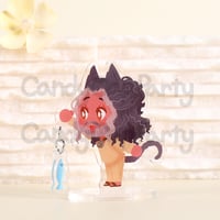 Image 1 of Kitty Ed with Fish- 3 inch double sided acrylic standee (OFMD)