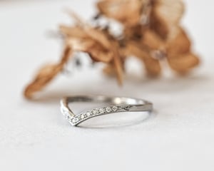 Image of Platinum white diamond semi-eternity wishbone ring