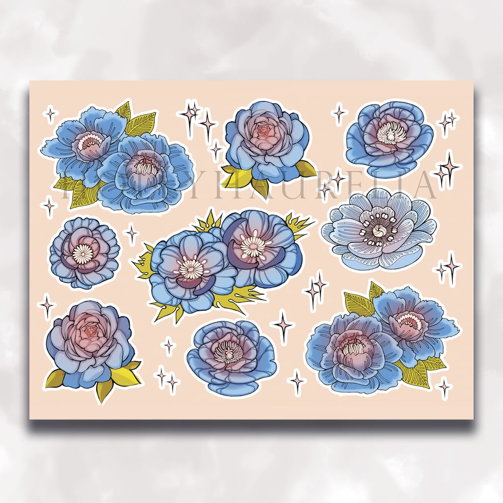 Blue Flowers stickerpack A5