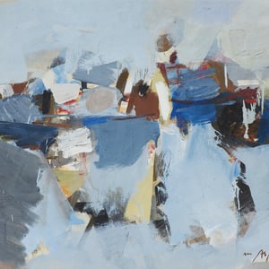 Image of Mid Century, Swedish, Abstract Oil Painting,  'Ibiza.' Adrian van Arkel 1924-2006