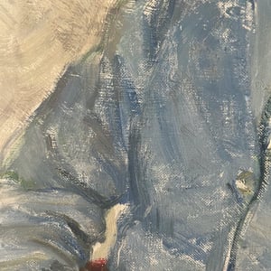 Image of Mid 20thC. French Oil Painting Portrait, 'Woman in Blue.' G.Gavzel