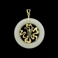 Image 1 of 10 K Vintage Chinese Prosperity Pendant 