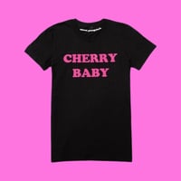 Image 2 of 🩷🖤Black and Pink Cherry Baby Tee Limited Edition🩷🖤