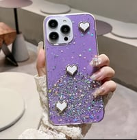Purple Glitter Heart Phone Case 