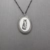 Sterling Silver Tabby Cat Portrait Necklace
