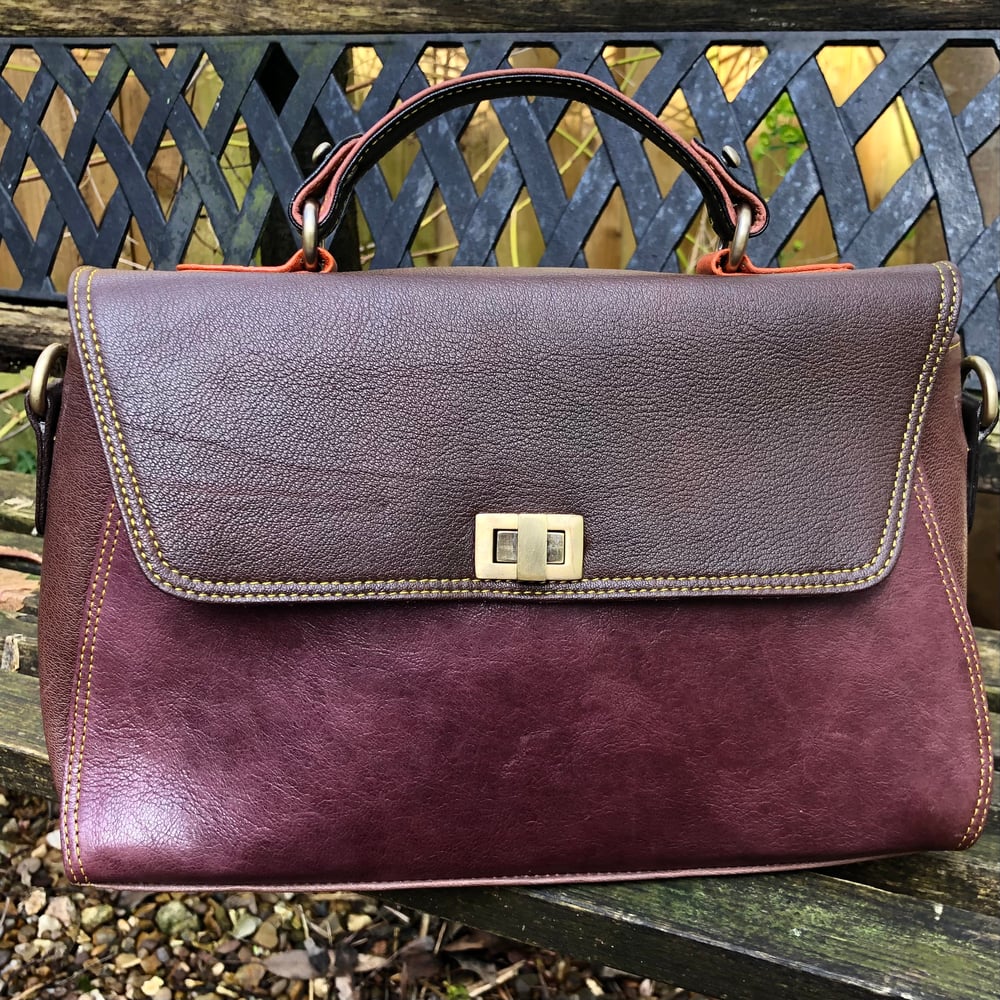 Image of Harlequin Collection - Recycled Leather Classic Handbag #35