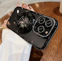 Image 1 of Rhinestone Magnetic Transparent Phone Case w/ Stand