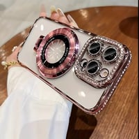 Image 2 of Rhinestone Magnetic Transparent Phone Case w/ Stand