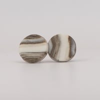 Handmade Australian porcelain stud earrings - chocolate brown and white