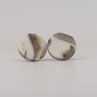 Handmade Australian porcelain stud earrings - white with brown