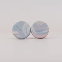 Handmade Australian porcelain stud earrings - soft blue and pink blend